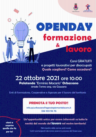 22 ottobre: Open day formazione lavoro